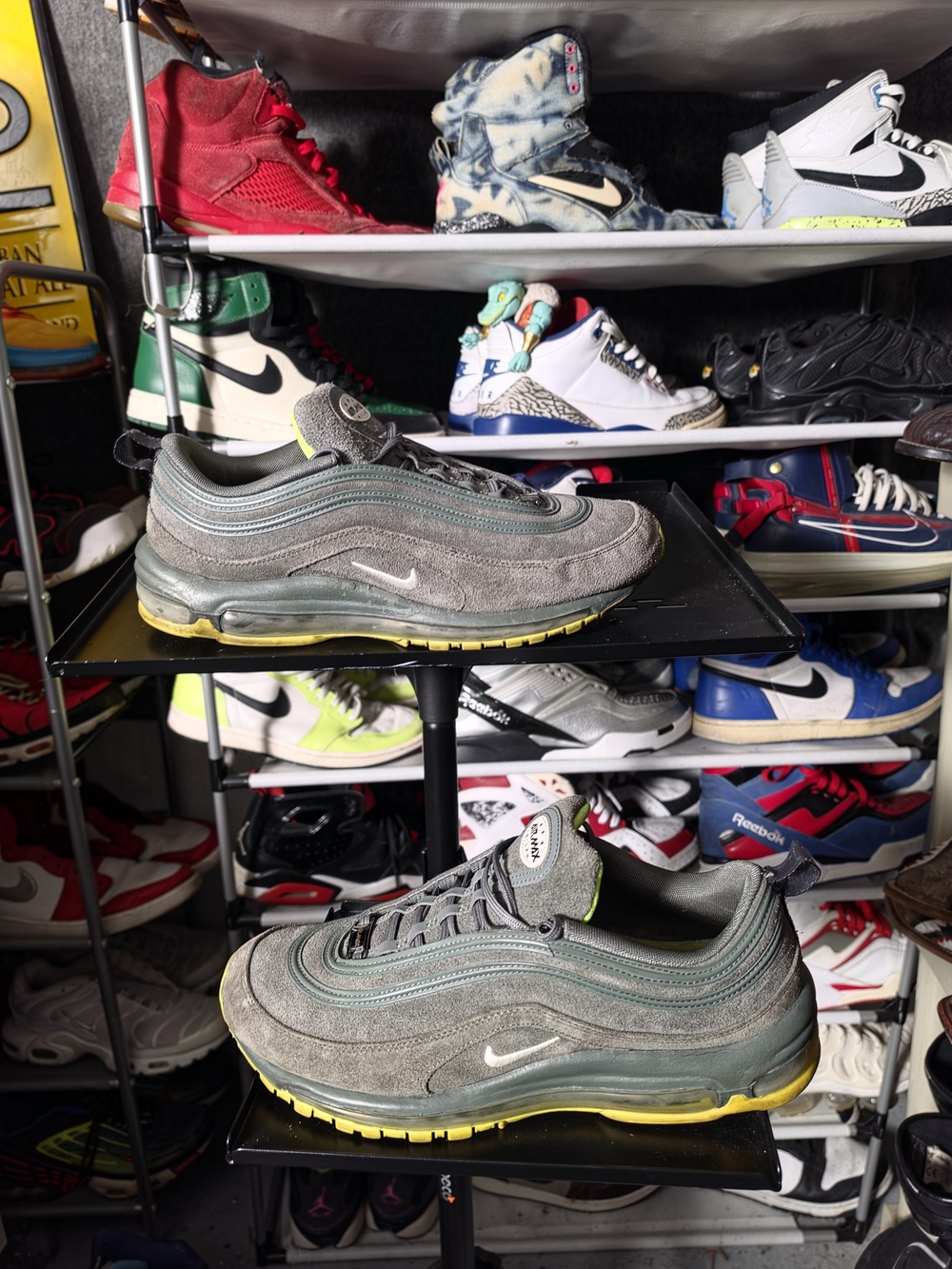🔥 Nike Men’s Home Turf Milan 10.5 Air Max 97 Premium Suede Sneakers Gray Lime